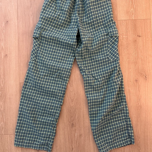 Aerie Green Plaid Wide Leg Pajama Lounge Cargo Pants - Picture 5 of 5